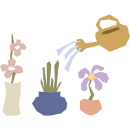 Arrosoir et fleurs