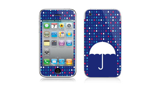 sticker Parapluie bleu pour Iphone3é