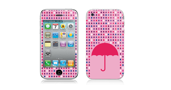 sticker Parapluie rose pour Iphone3é