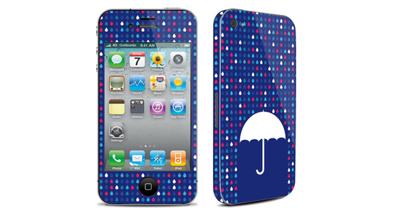 sticker Parapluie bleu pour Iphone4é