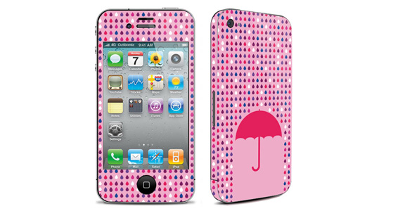 sticker Parapluie rose pour Iphone4é