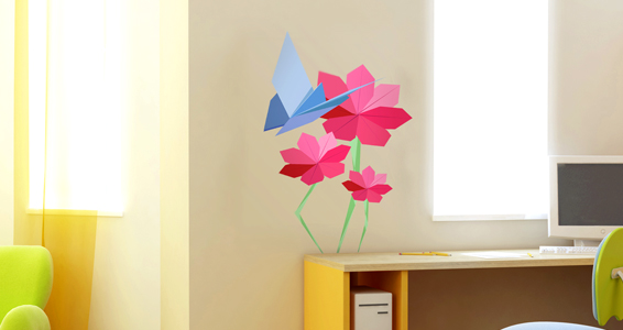 papillons et fleurs origami
