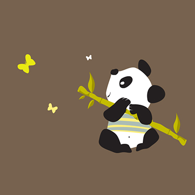 sticker Panda jouant de la flte