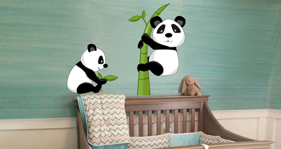 sticker Panda sur Bambous