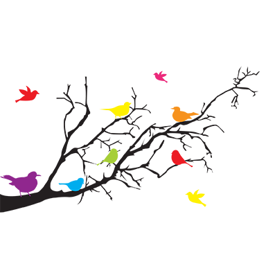 sticker oiseaux sur branches