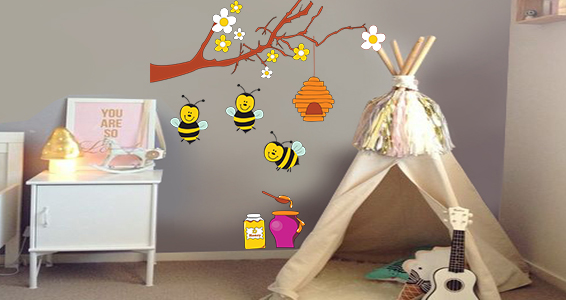 sticker abeilles sur branches