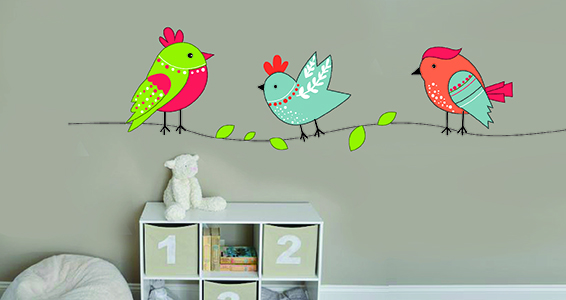 sticker petits oiseaux colors