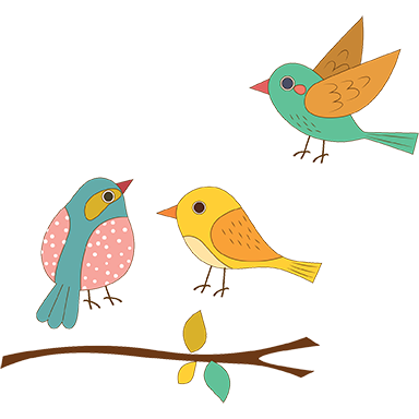 sticker oiseaux sur branches colores