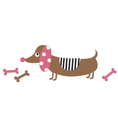 sticker Chien rose et marron