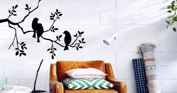 sticker oiseaux sur arbre