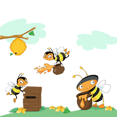 sticker ruche et abeilles