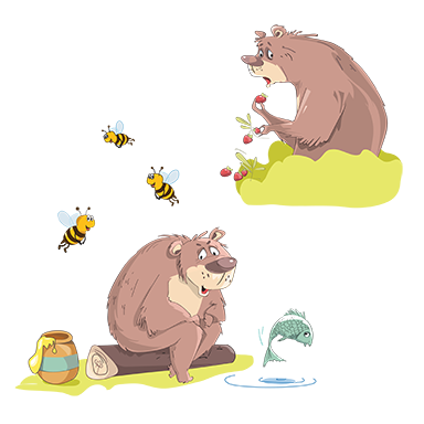 sticker ourson et abeilles