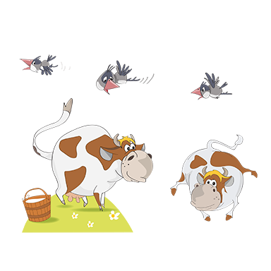 sticker vaches et oiseaux