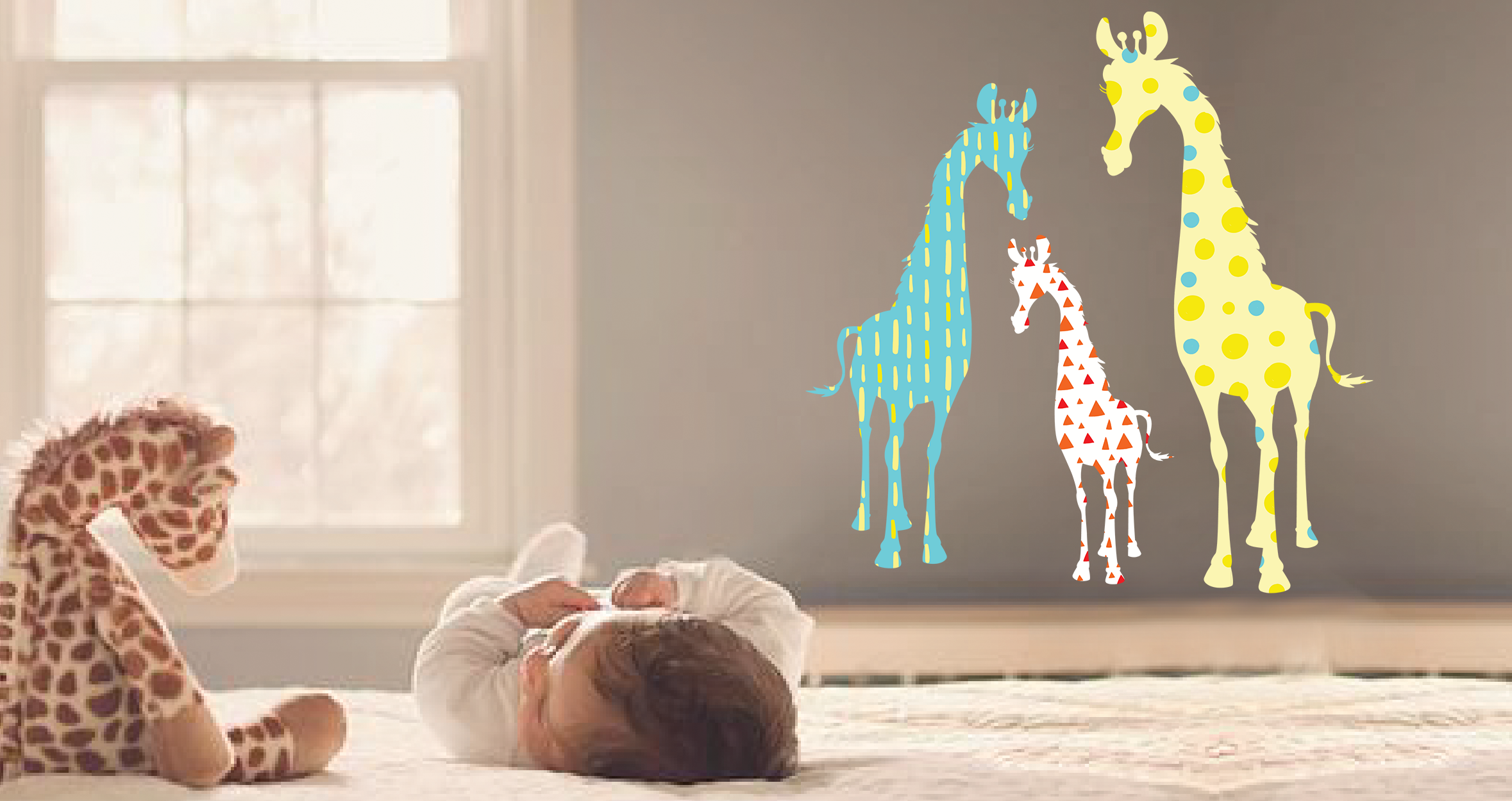 sticker famille girafe