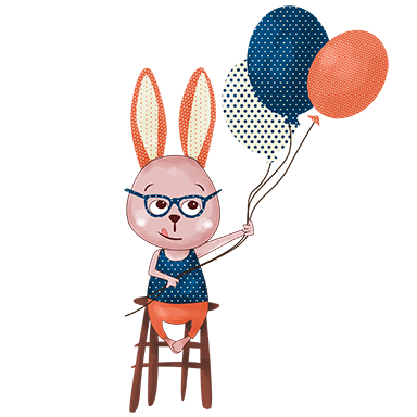 sticker lapin et ballons