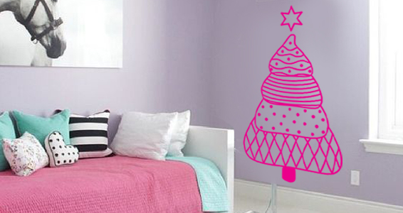 sticker arbre de noel rose