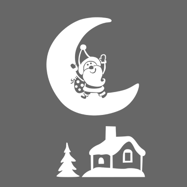 sticker lune et maison