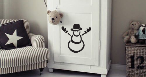 sticker bonhomme de neige avec chapeau