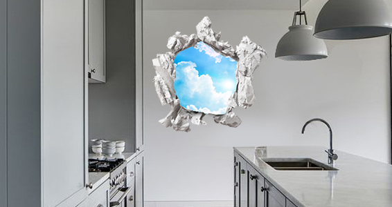 trompe l'oeil vue sur ciel et nuages