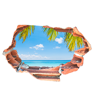 sticker trompe oeil vue sur vue sur plage