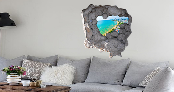 trompe oeil vue sur vue sur plage et ocean