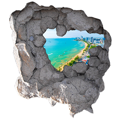 sticker trompe oeil vue sur vue sur plage et ocean