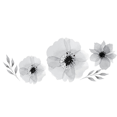 sticker fleurs en noir et blanc