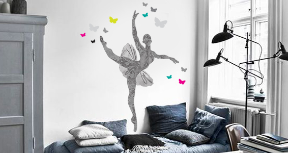 sticker danseuse et papillons