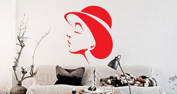 sticker Femme chapeau