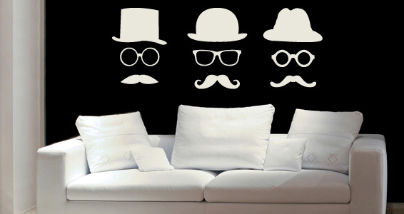 sticker Chapeau moustache lunettes