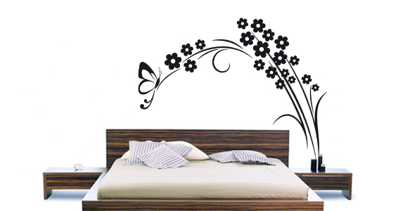 sticker Fleur et papillon