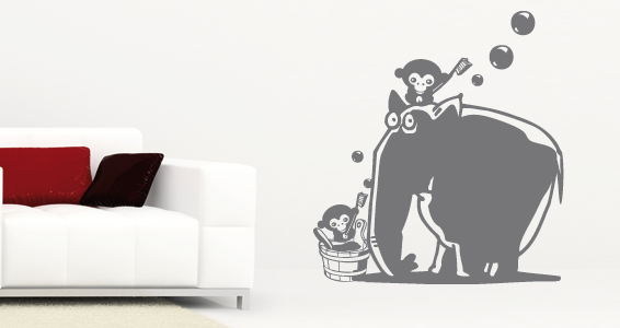 sticker Elphant et 2 singes