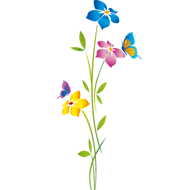Stickers muraux : Fleurs et papillons - Sticker décoration murale