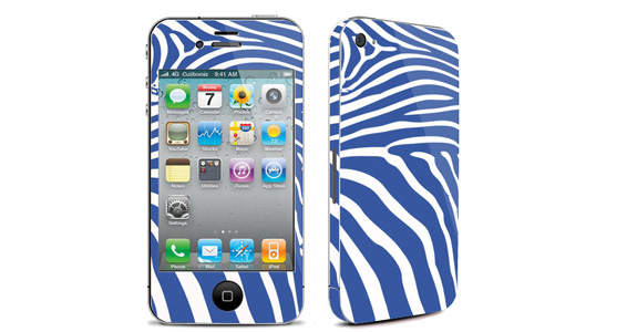 sticker Zbre bleu pour Iphone4