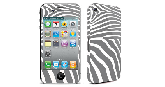 sticker Zbre gris pour Iphone4