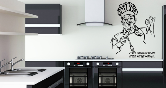 Stickers Cuisine Dessin Chef - Autocollant muraux et deco