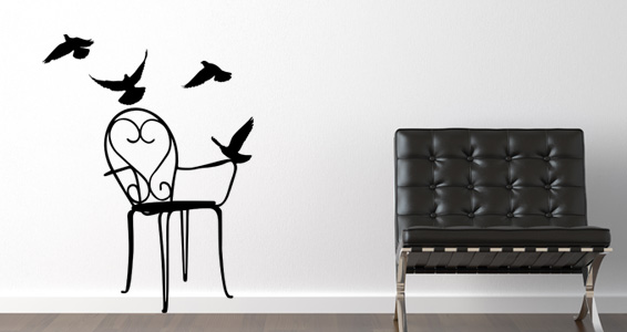 Sticker Chaise et oiseaux