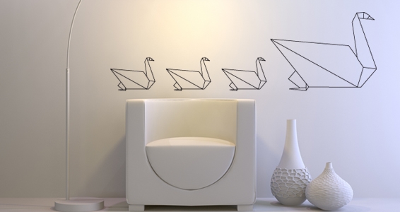 sticker Origami cygne