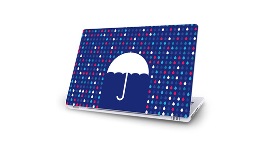 sticker Parapluie bleu pour Mac Book