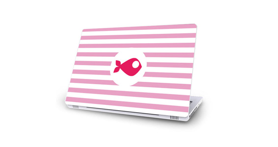 sticker Rayures roses pour Mac Book