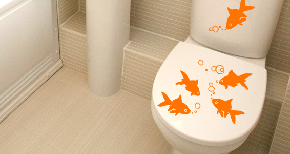 sticker Poissons Rouges pour WC