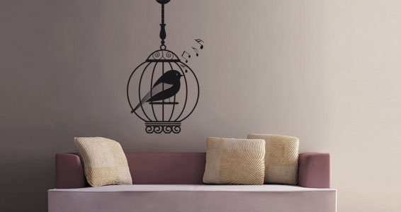 sticker Oiseau en cage