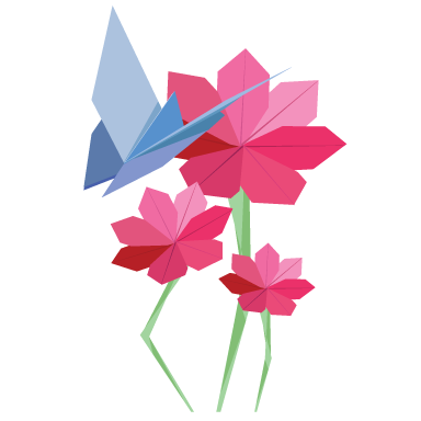 sticker papillons et fleurs origami